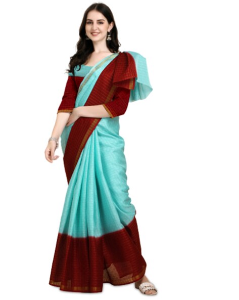 Multicolor Bengal Plain Cotton Saree - Luxurionworld – Luxurion World