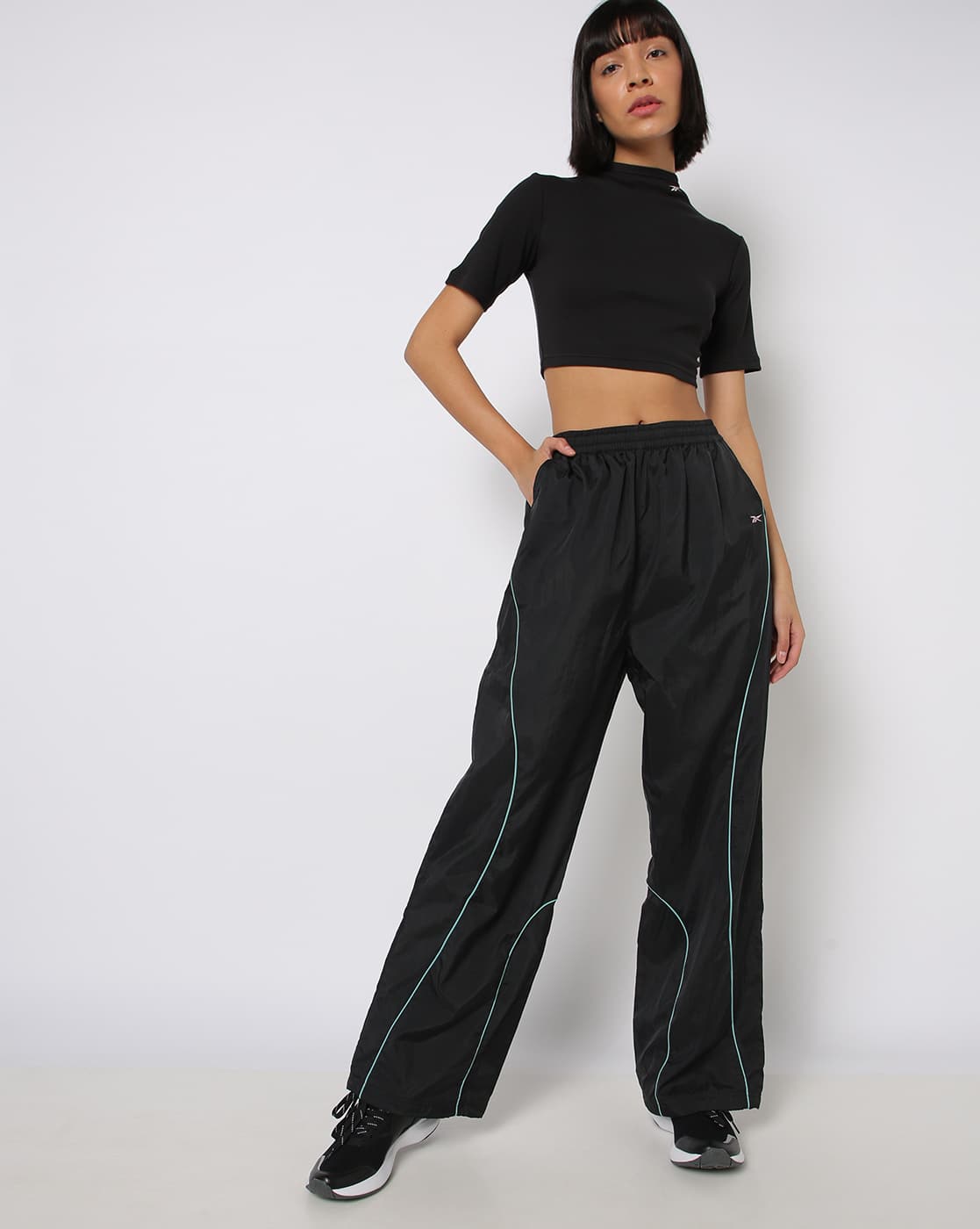 Buy Reebok Classic High-Neck Ribbed Crop Top with Embroidered Logo