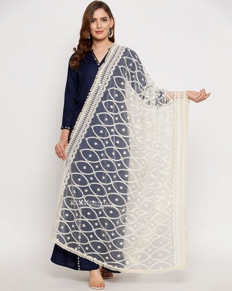 Embroidered Dupatta with Geometric Motifs Price in India