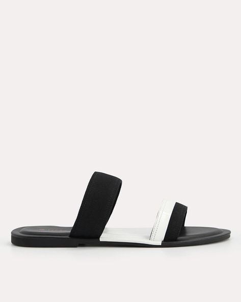 Double Strap Leather Sandals in Black – Shades of Grey Boutique