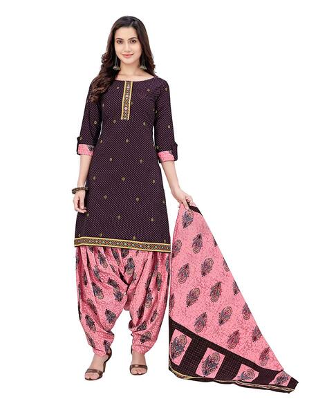 Micro Print Unstitched Dress Material Price in India