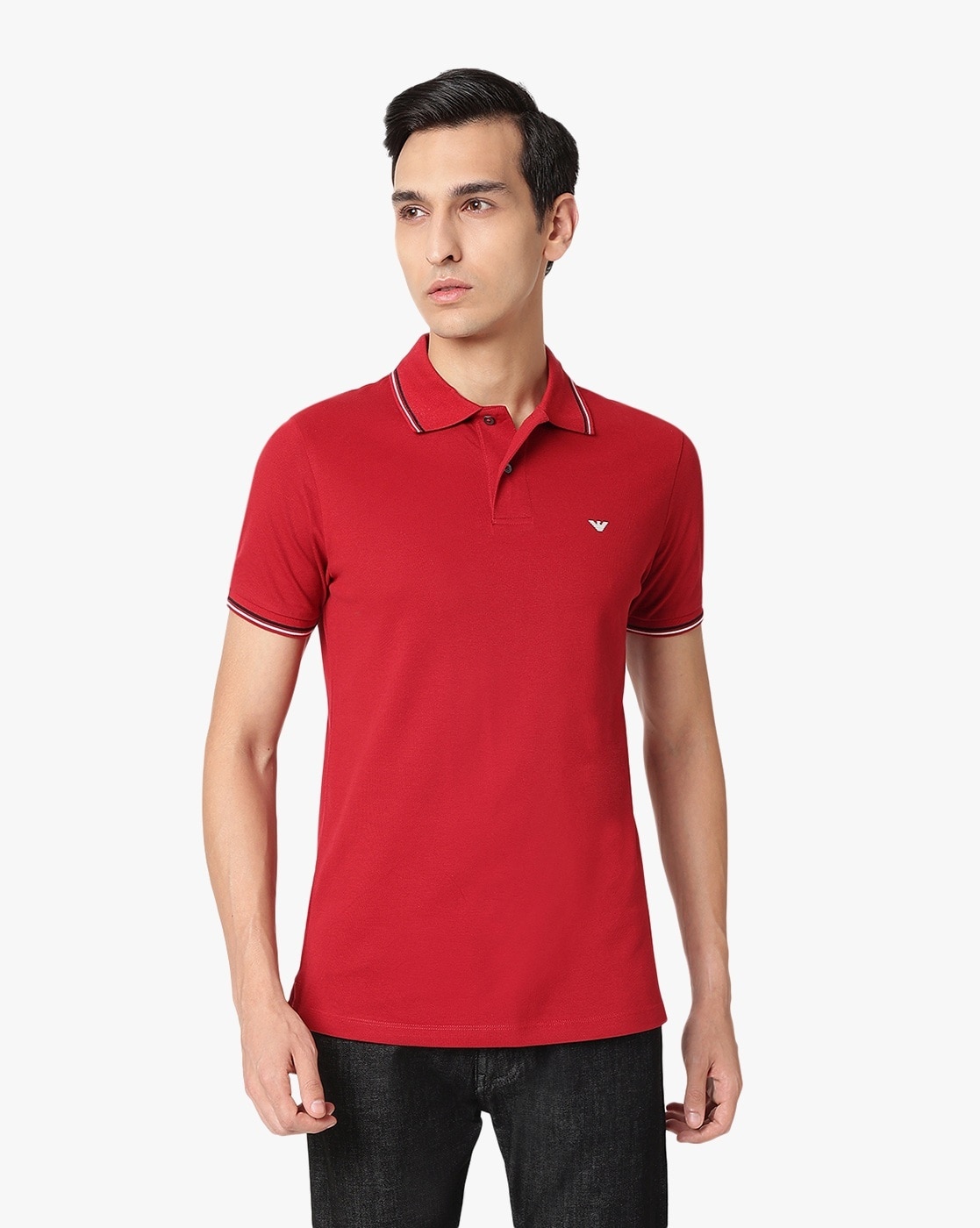 Buy EMPORIO ARMANI Regular Fit Polo T Shirt Red Color Men