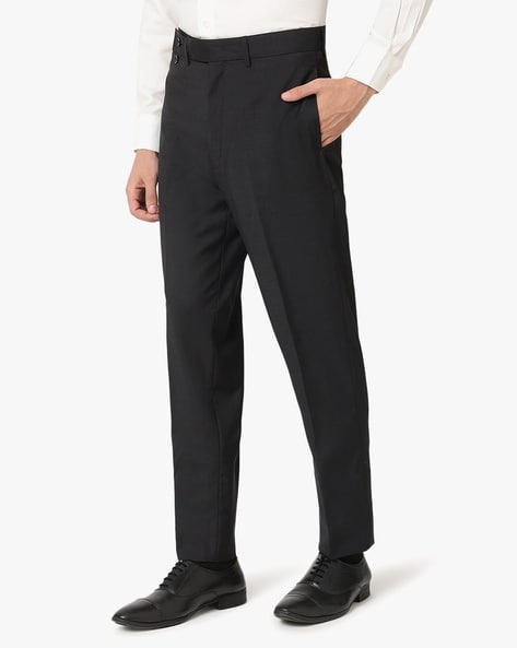 Buy EMPORIO ARMANI Classic FlatFront Trousers  Black Color Men  AJIO LUXE