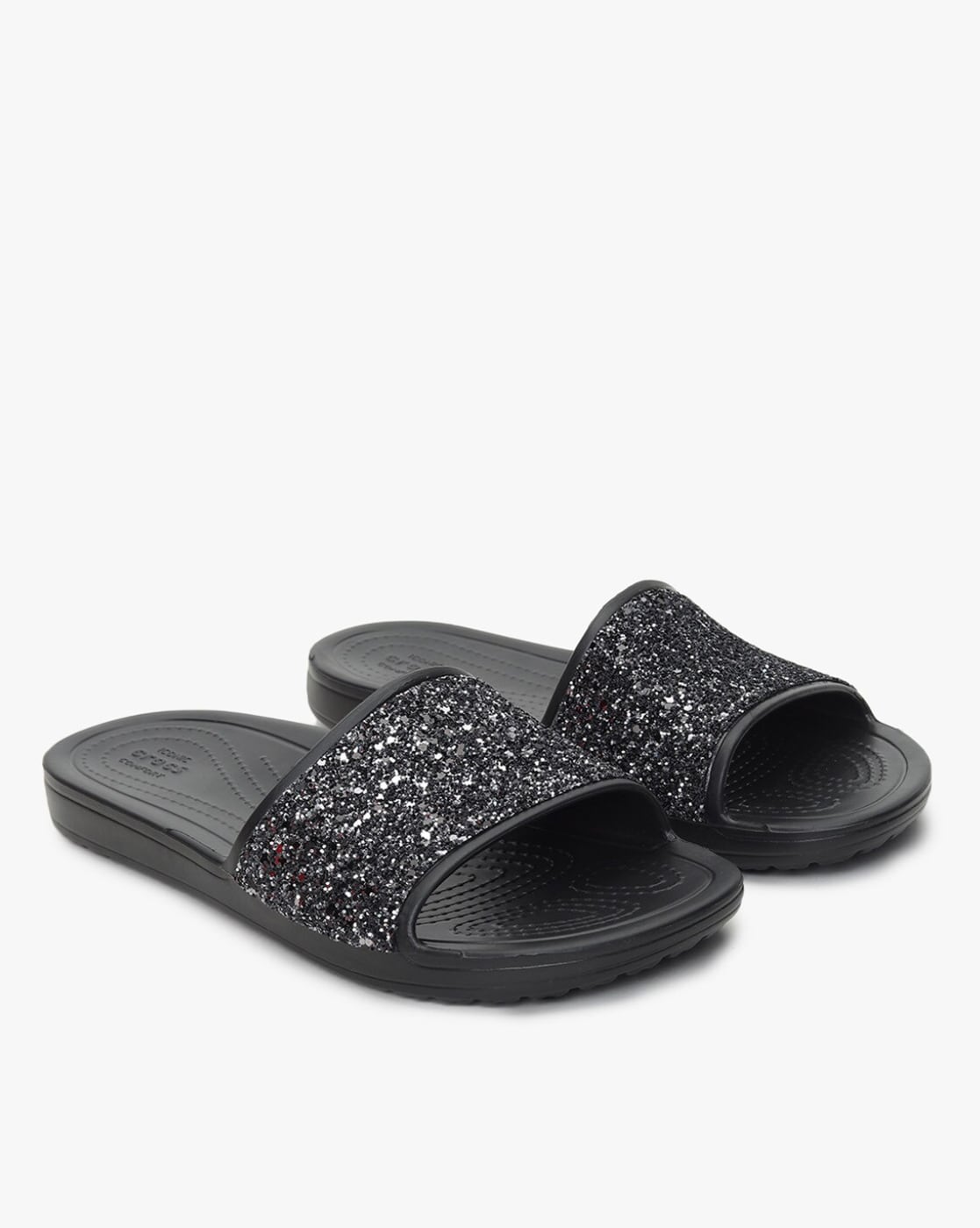 Black glitter hot sale slides