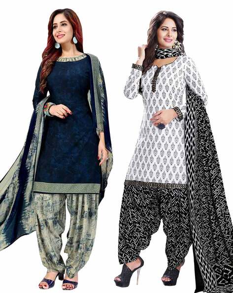Pack of 2 Abstract Print Unstitched Dress Material Price in India