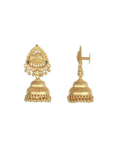 22K Gold Earrings For Women with Color Stones - 235-GER14783 in 9.100 Grams