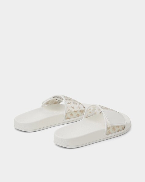 Louis Vuitton Rubber Lasercut Accents Slides - White Sandals
