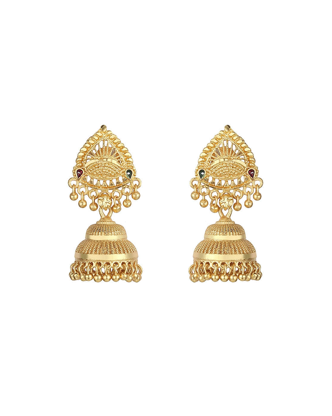 Exquisite South Indian Jhumka with Delicate Diamond Glow