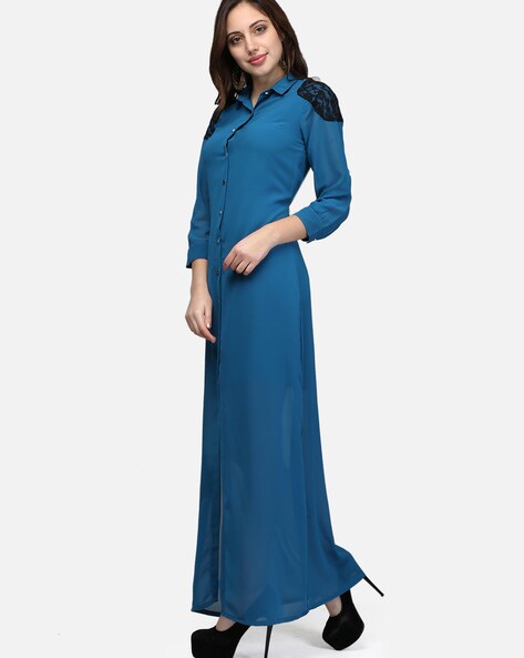 Shop Stunning Teal Hued Tiered Long Dresses for Women Online