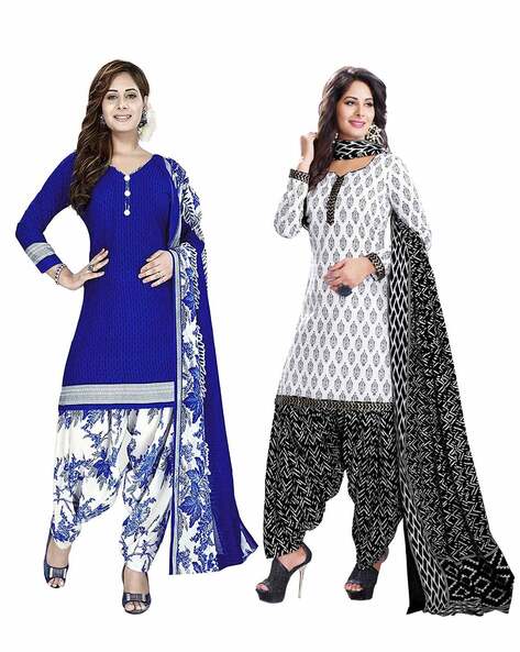 Pack of 2 Floral Print Unstitched Dress Material Price in India