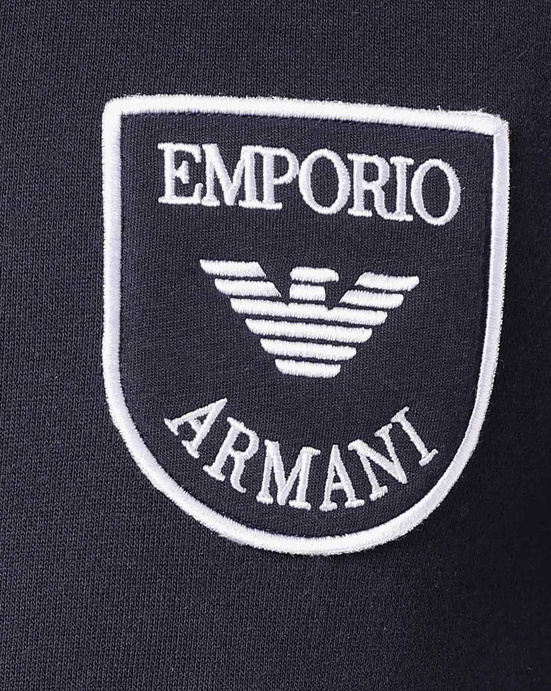 Buy EMPORIO ARMANI Round-Neck Sweatshirt with Contrast Eagle Logo | Navy  Blue Color Men | AJIO LUXE