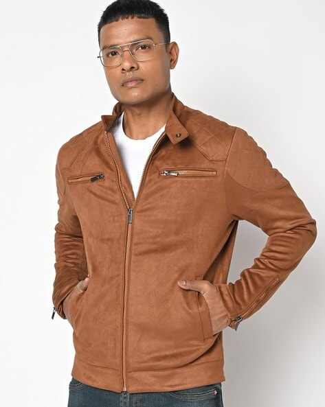 Men's bomber mod. David in genuine honey suede leather 100% made in Italy