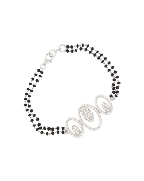 Buy CLARA 925 Sterling Silver Rhodium Plated Black Beads Lia Hand Mangalsutra  Bracelet | Shoppers Stop