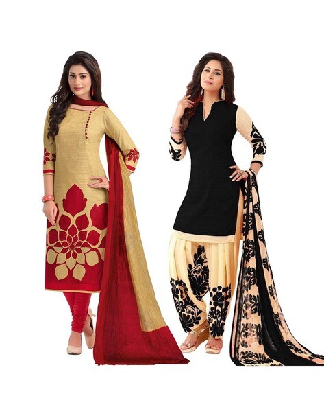 Pack of 2 Floral Unstitched Dress Material Price in India