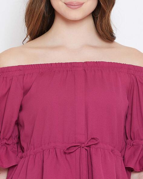 Off-Shoulder Top with Tie-Ups