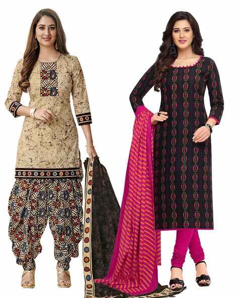 Pack of 2 Abstract Print Unstitched Dress Material Price in India