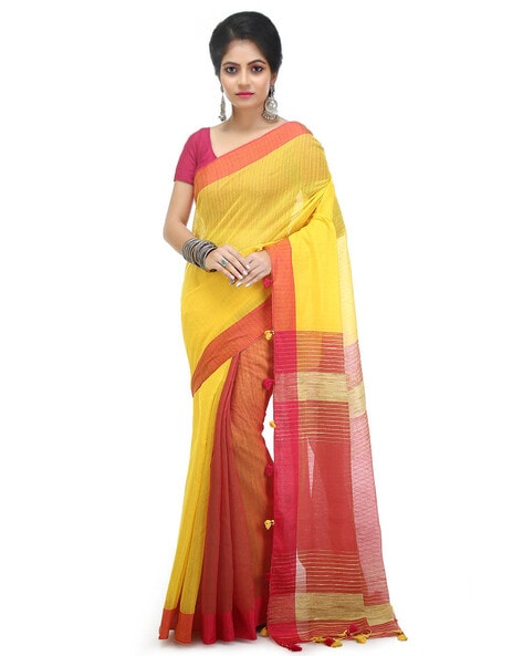 Buy For Haldi Kota Cotton Saree in Yellow Color | Appelle Fashion