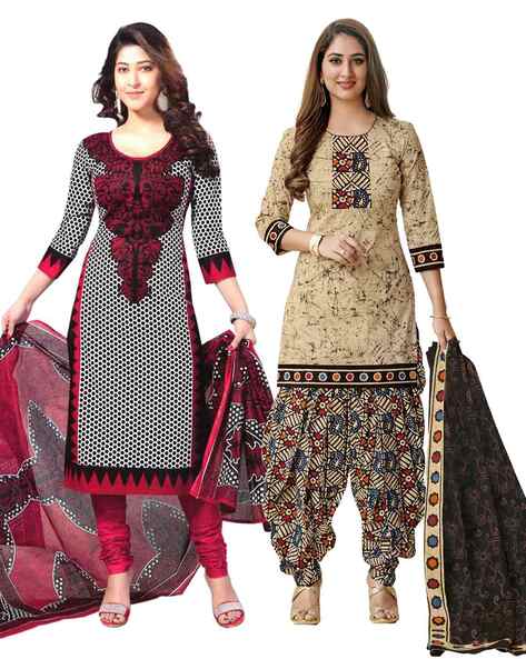 Block Print Unstitched Dress Materials Price in India