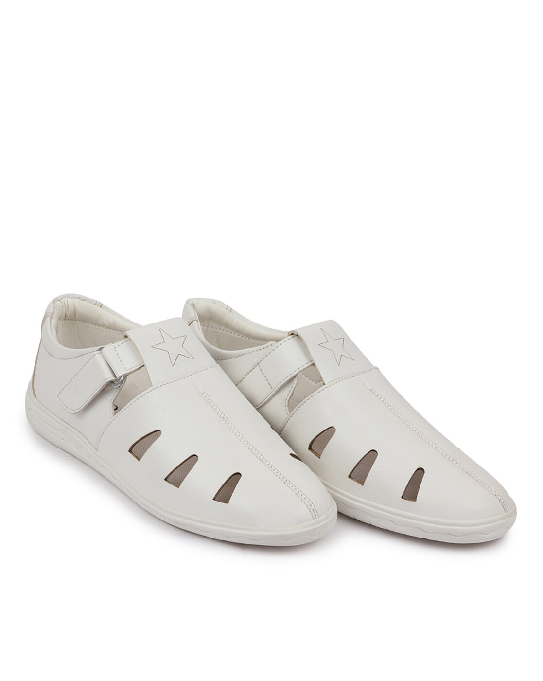 Hitz Men's White Leather Shoe-Style Sandals – Hitz Shoes Online