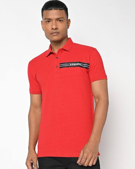 MUFTI Typographic Print Slim Fit Polo T-shirt