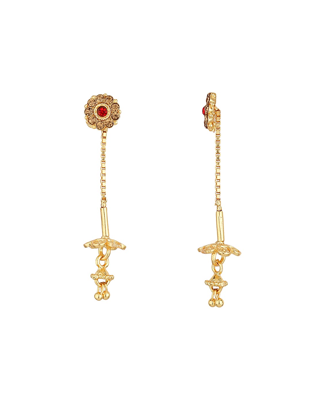 Sui Dhaga Earrings Chain Gold Color