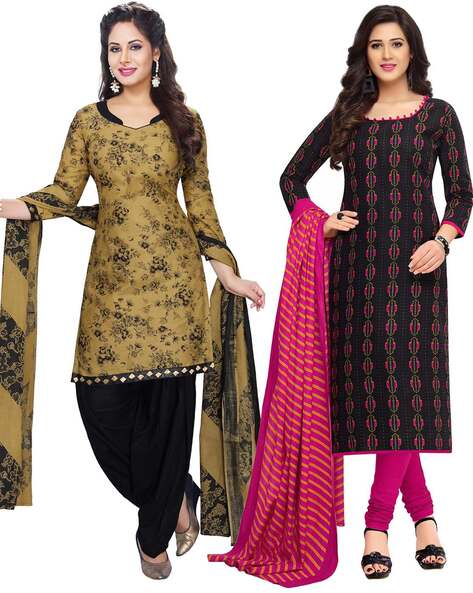 Pack of 2 Block Print Unstitched Dress Material Price in India