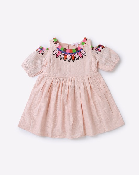 Hopscotch Baby Girls Cotton Blend Sleeveless Ruffle Embellished Party Dress  in Pink Color for Ages 0-3 Months (BYN-2544741) : Amazon.in: Fashion