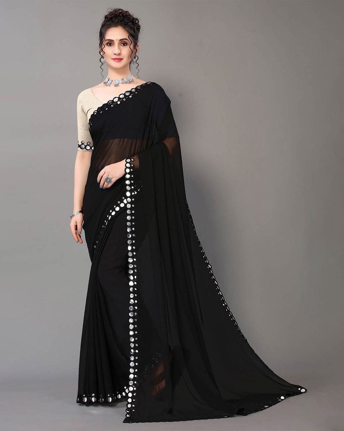 Buy Black Sarees for Women by Hritika Online | Ajio.com