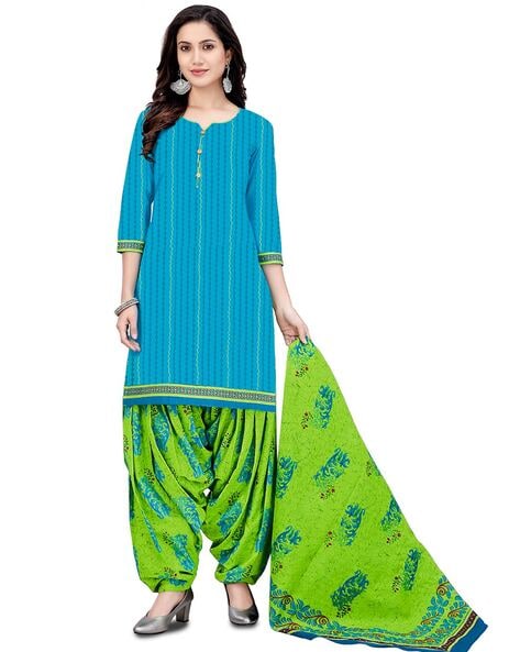Printed Un-stitched Dress Material Price in India