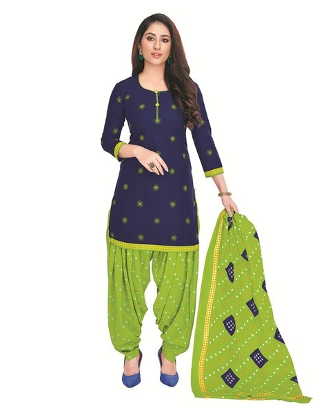 Block Print Unstitched Dress Material Price in India