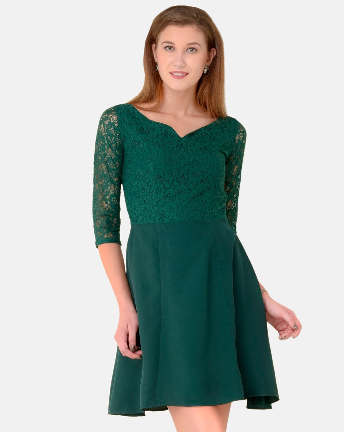 Crepe Women Fit & Flare Dark Green Midi Dress, Size: Medium at Rs 250/piece  in New Delhi