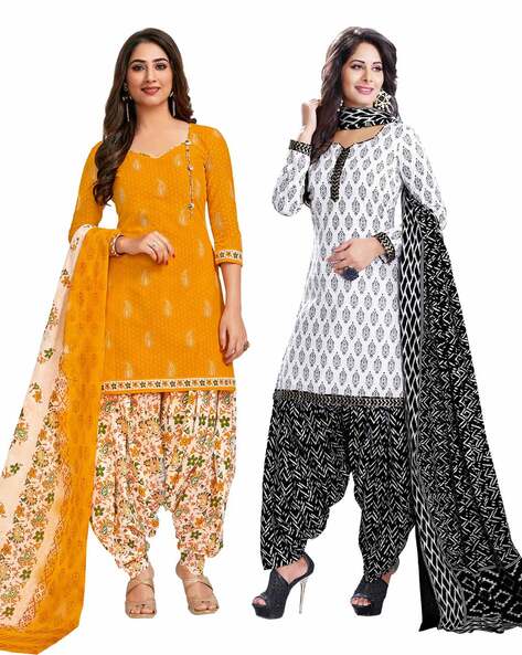 Pack of 2 Block Print Unstitched Dress Material Price in India