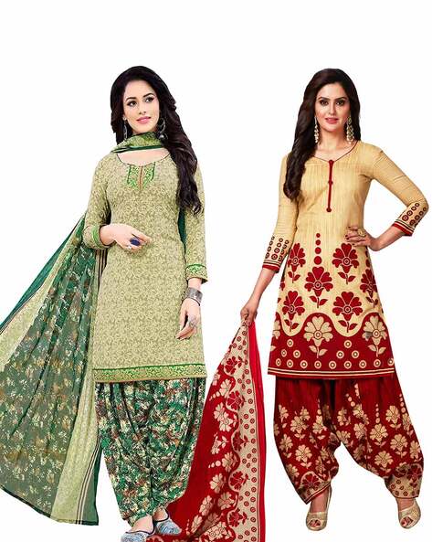 Floral Print Unstitched Dress Materials Price in India