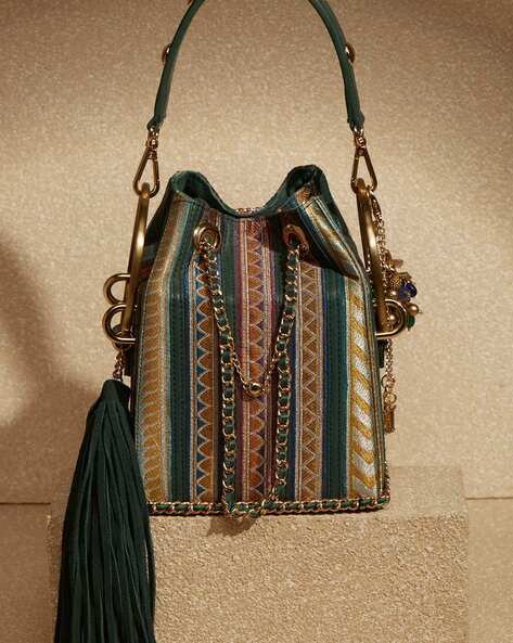 Embellished Leather Fringe Bag