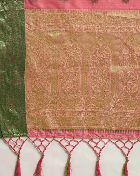 Pink Brocade Exquisite Gadwal Pure Silk Saree with Full Body Annapaksh –  Shobitam