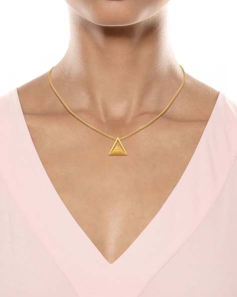 14K Gold Triangle Cut Diamond Solitaire Necklace – FERKOS FJ