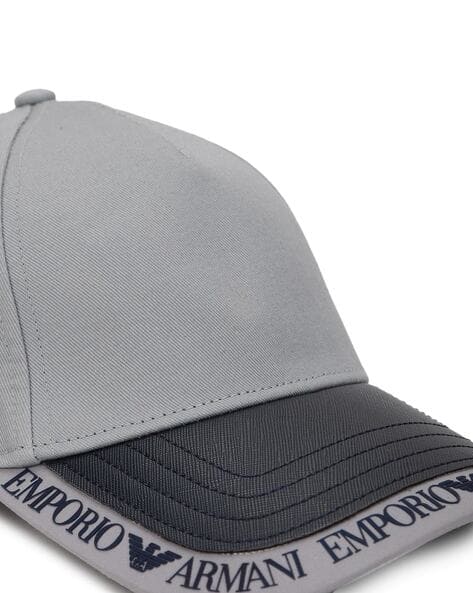 Logo Grey Armani Cap Dual Tone Baseball Cap With Logo Taping