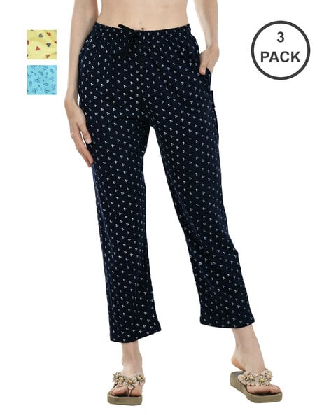 INDIWEAVES Women Pack of 3 Graphic Print Track Pants