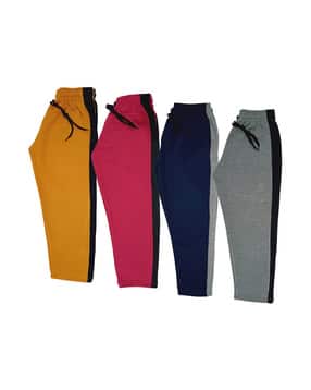 indiweaves Girls Pack of 4 Straight Track Pants with Tie-Up-picture-44