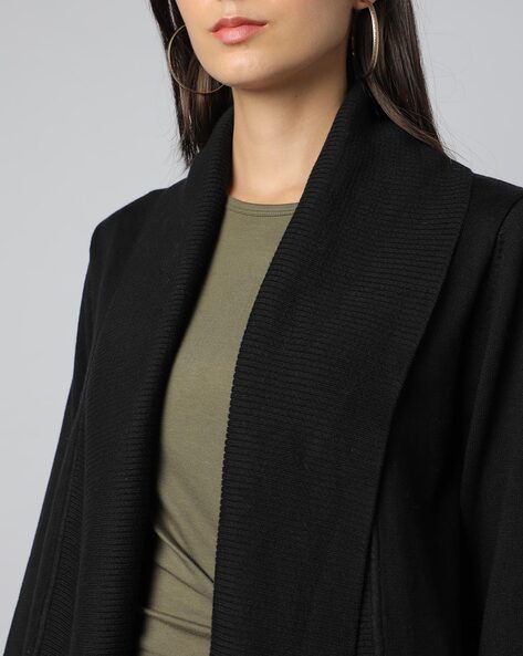 Black open hotsell front sweater