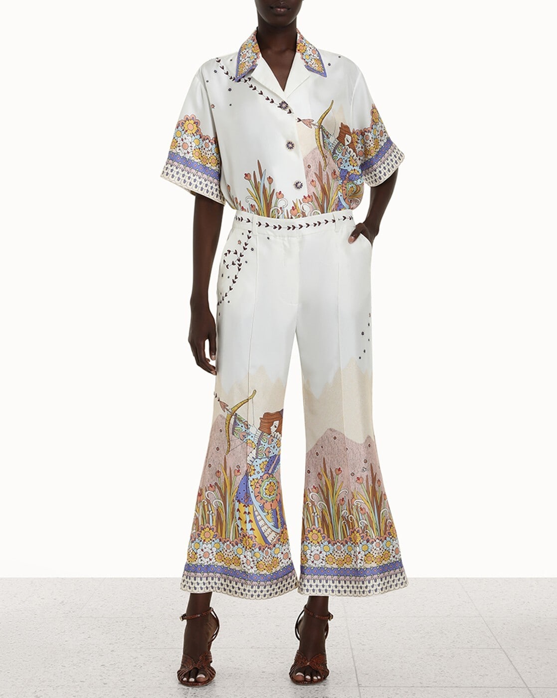 Cosmic Embroidered Relaxed Fit Kick Flared Pants