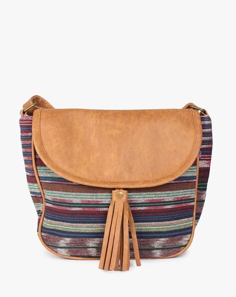 Striped shop sling bag