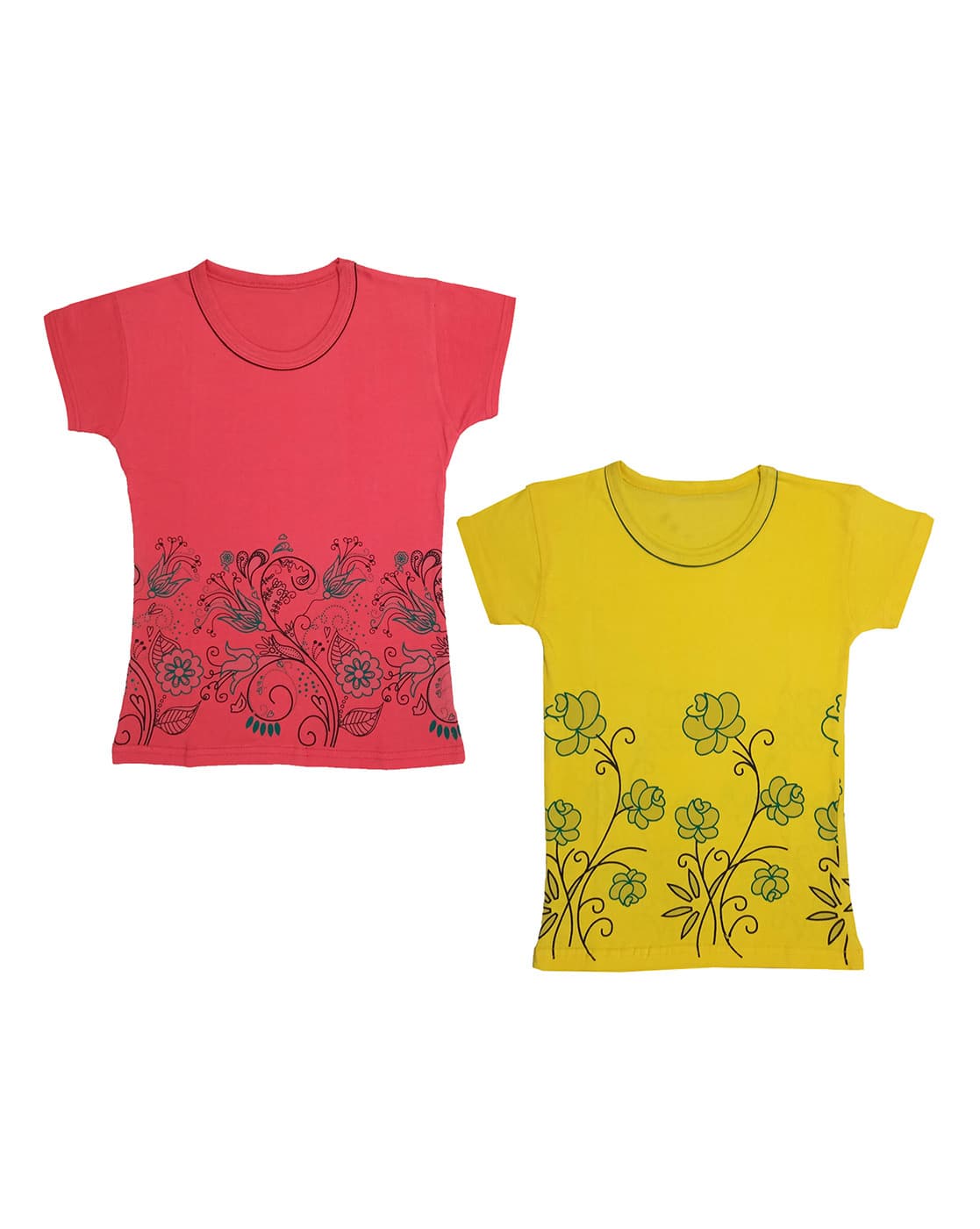 Buy Pink Tshirts for Girls by INDIWEAVES Online