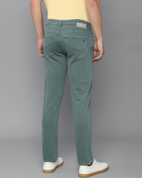 Buy Louis Philippe Jeans Men Olive Green Brand Logo Printed Slim