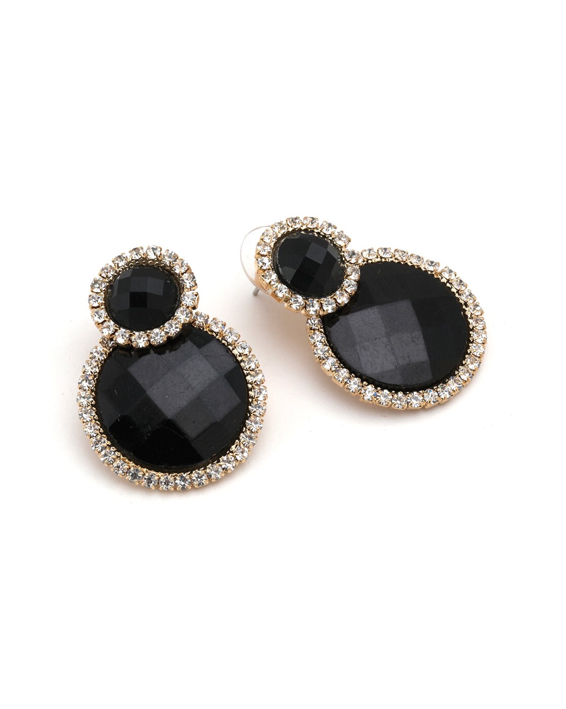 Caroline Ellen 22K Gold Bezel-Set Rose Cut Black Diamond Double Drop  Earrings – Peridot Fine Jewelry