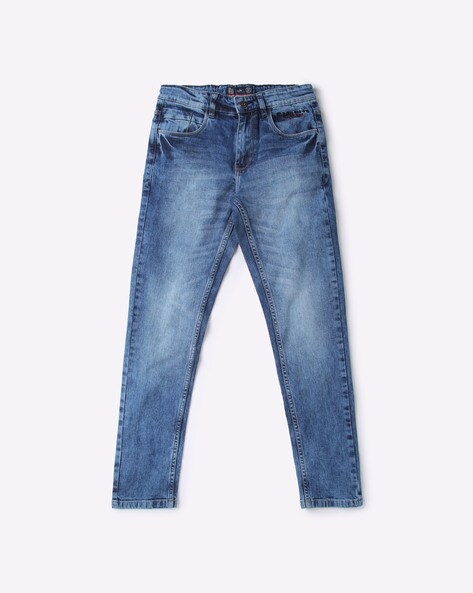 Heavily Washed Slim Fit Jeans