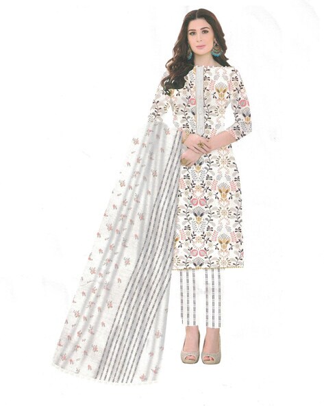 Floral Unstitched Dress Material Price in India