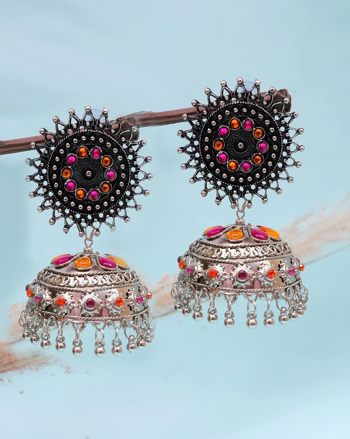 Orange Ethnic Jhumka Earring | FashionCrab.com