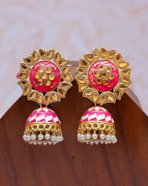 Zirconia Gold Earrings with Pink Stone – Branellagems | Goldplated Jewelry