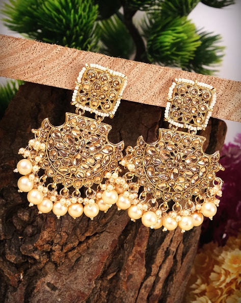 Buy Attractive Real Gold Design Bridal Heavy Stone Wedding Jhumkas Earring  Online Shopping